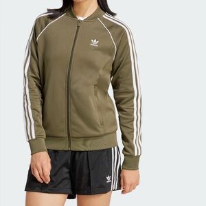 Adidas Originals Women’s SST Track Jacket Olive w/White Stripes